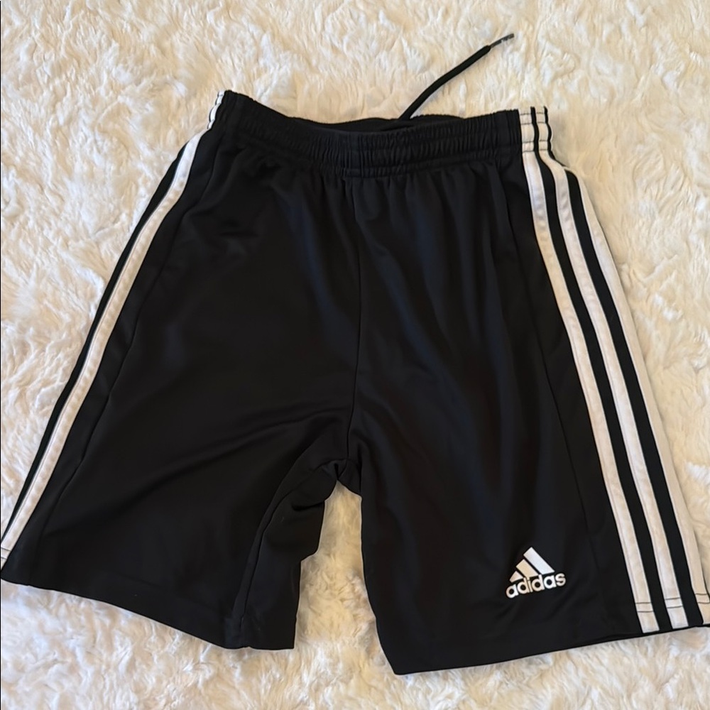 Adidas Black Shorts with White Stripes